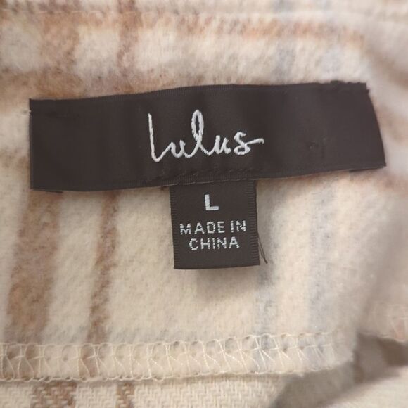 Lulu's women's cream plaid fleece skirt size large - Picture 3 of 7